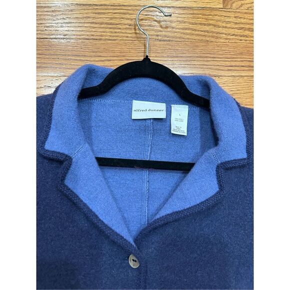 Alfred Dunner Women’s Jacket 100% Wool 2 Tone Blue Collared Button Front Blazer - Picture 2 of 7